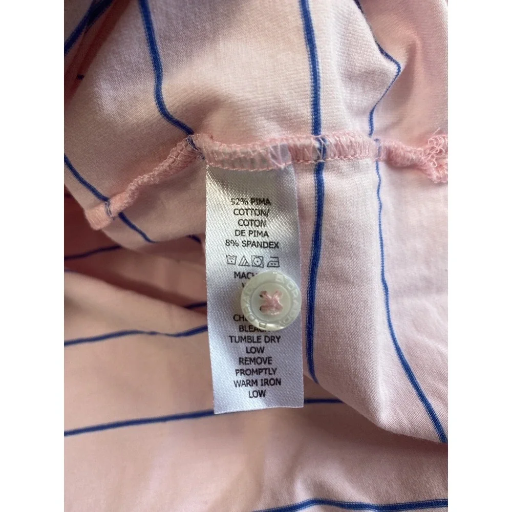 B Draddy Sport Polo Shirt Mens XL Pink Striped Golf Performance Pima Cotton